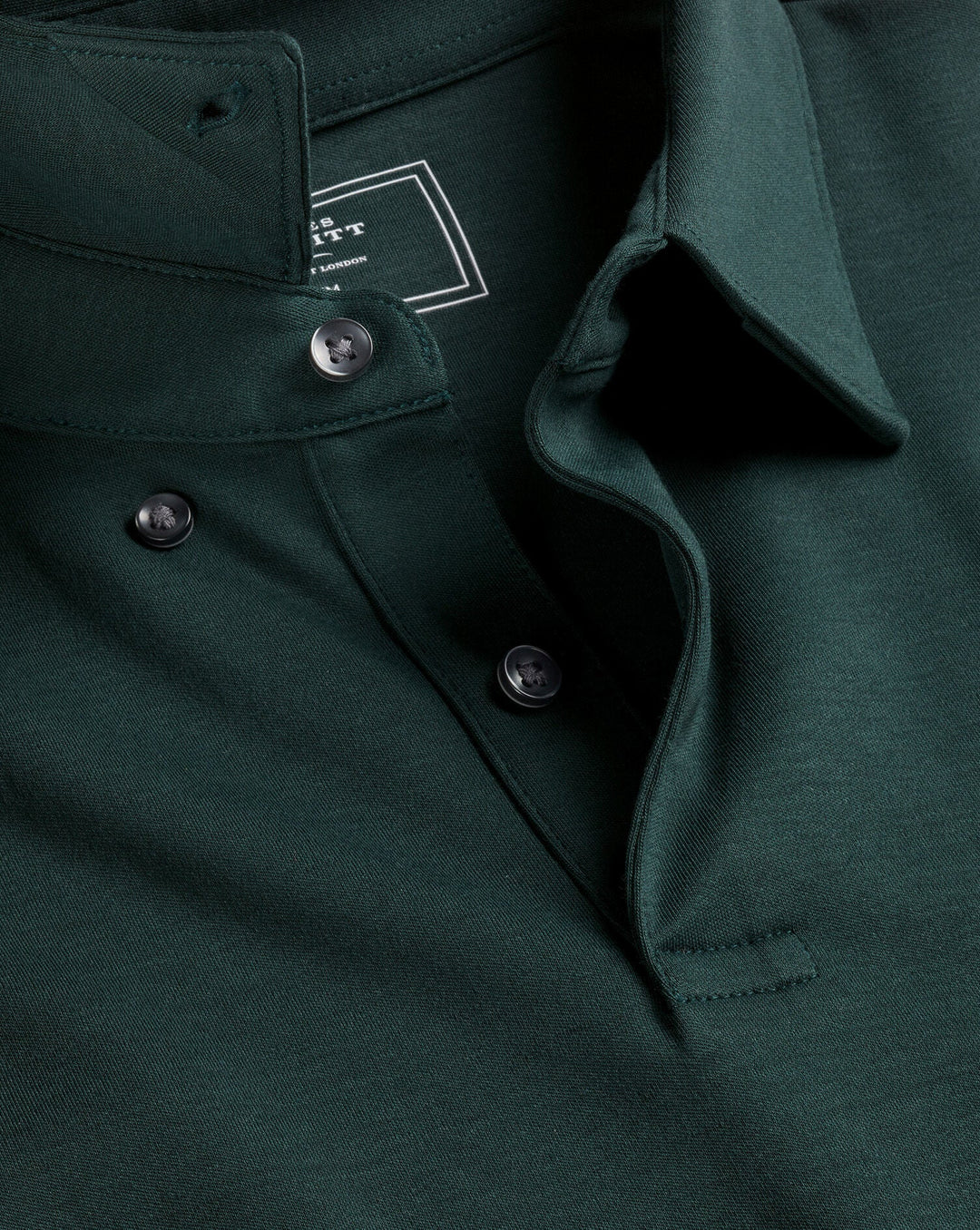 Charles Tyrwhitt Dark Green Plain Long Sleeve Jersey Polo