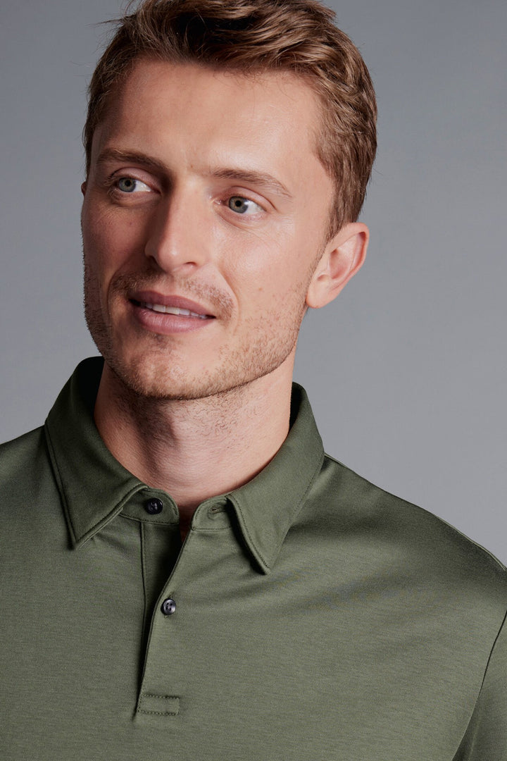 Olive Plain Short Sleeve Jersey Polo