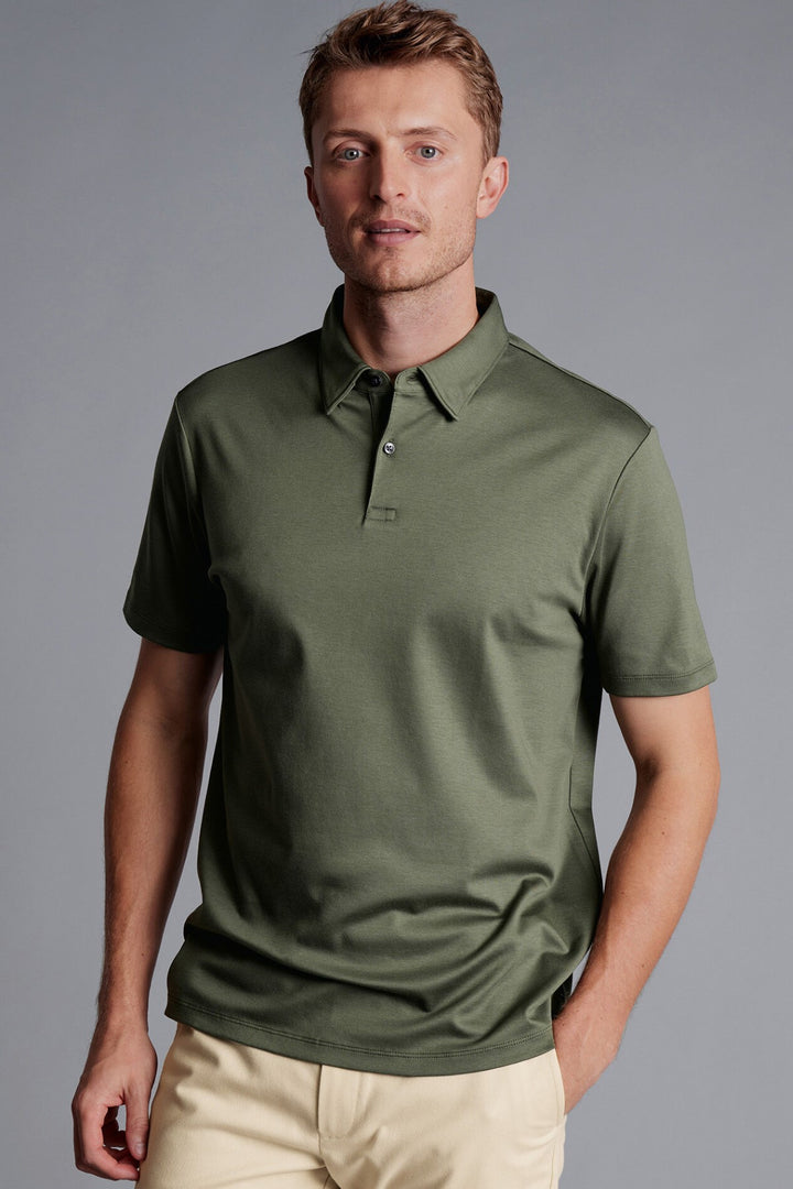 Olive Plain Short Sleeve Jersey Polo