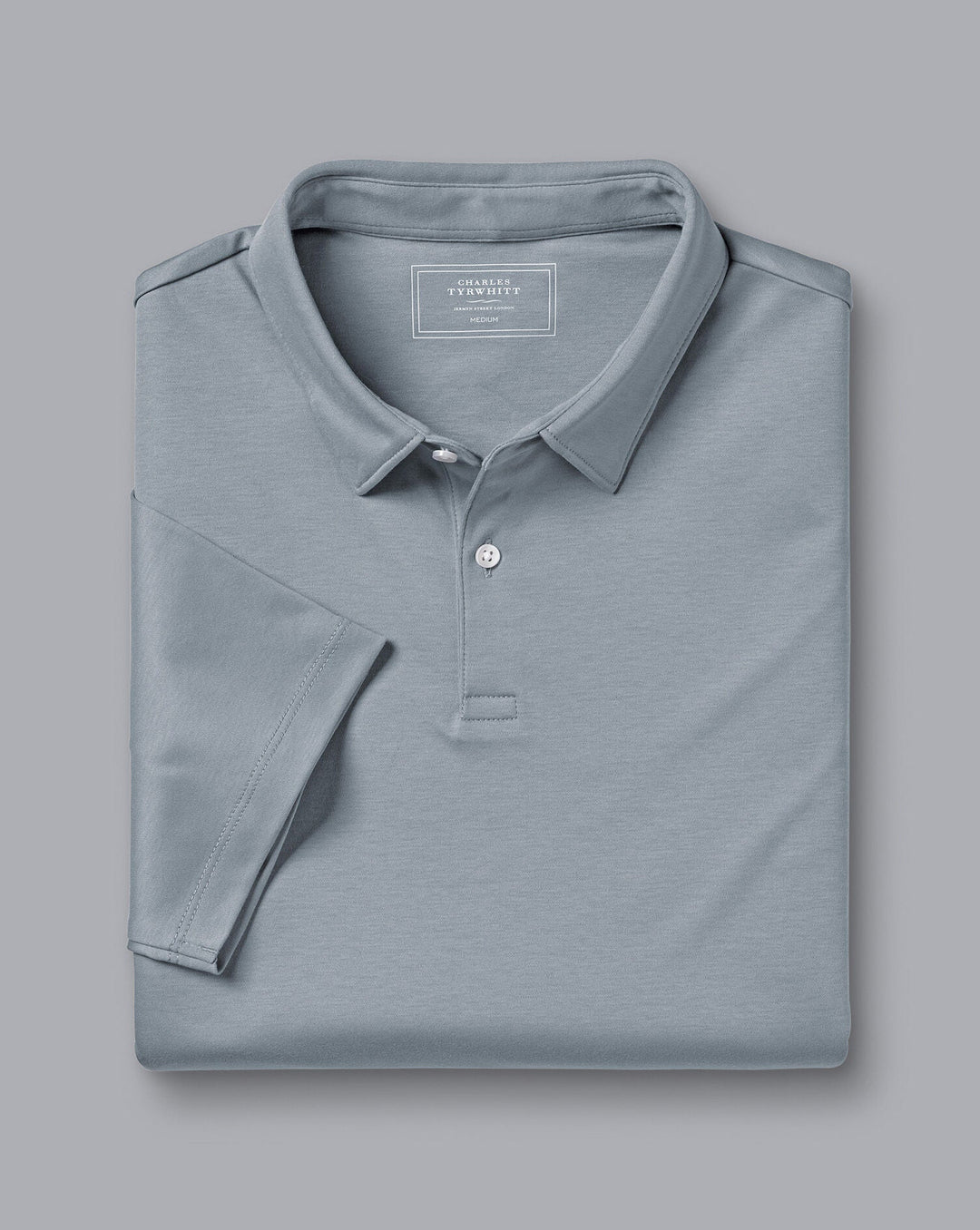 Silver Plain Short Sleeve Jersey Polo