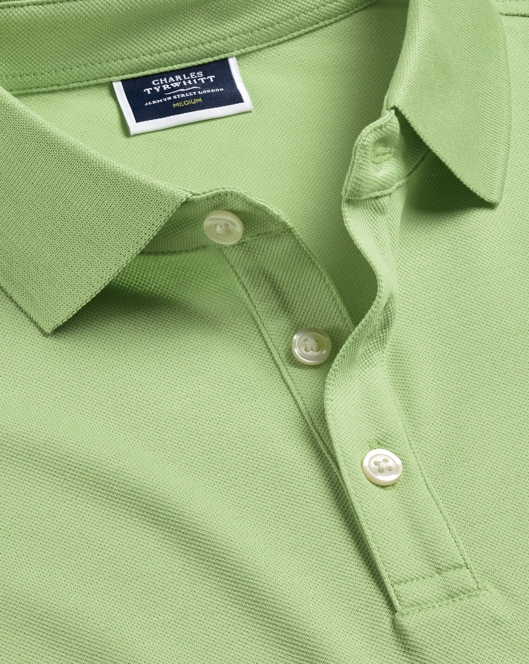 Lime Green Solid Short Sleeve Cotton Tyrwhitt Pique Polo