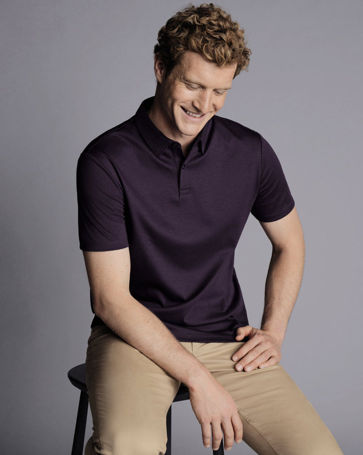 Dark Mauve Plain Short Sleeve Jersey Polo