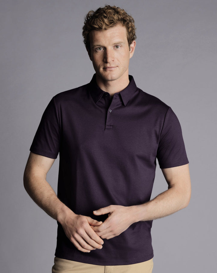 Dark Mauve Plain Short Sleeve Jersey Polo