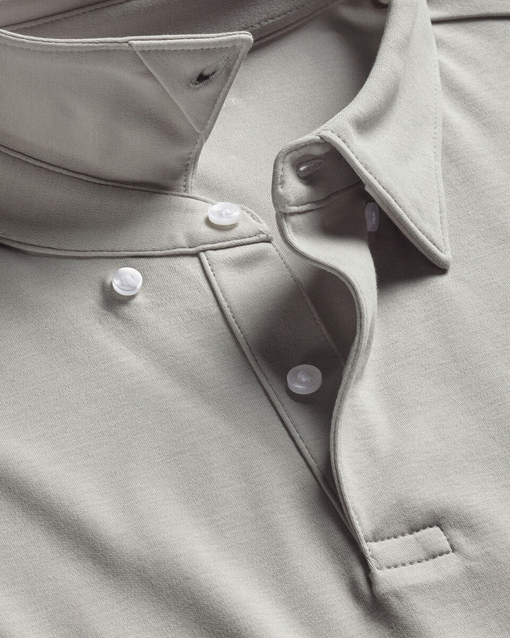 Silver Grey Long Sleeve Jersey Polo