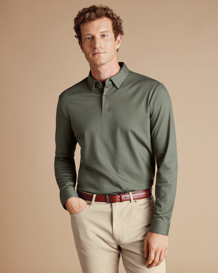 Sage Green Long Sleeve Jersey Polo JEP0432SGE