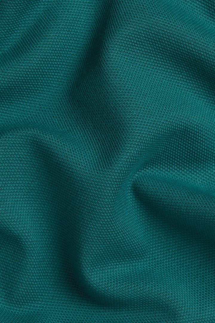 Teal Green Short Sleeve Zip Performance Pique Polo