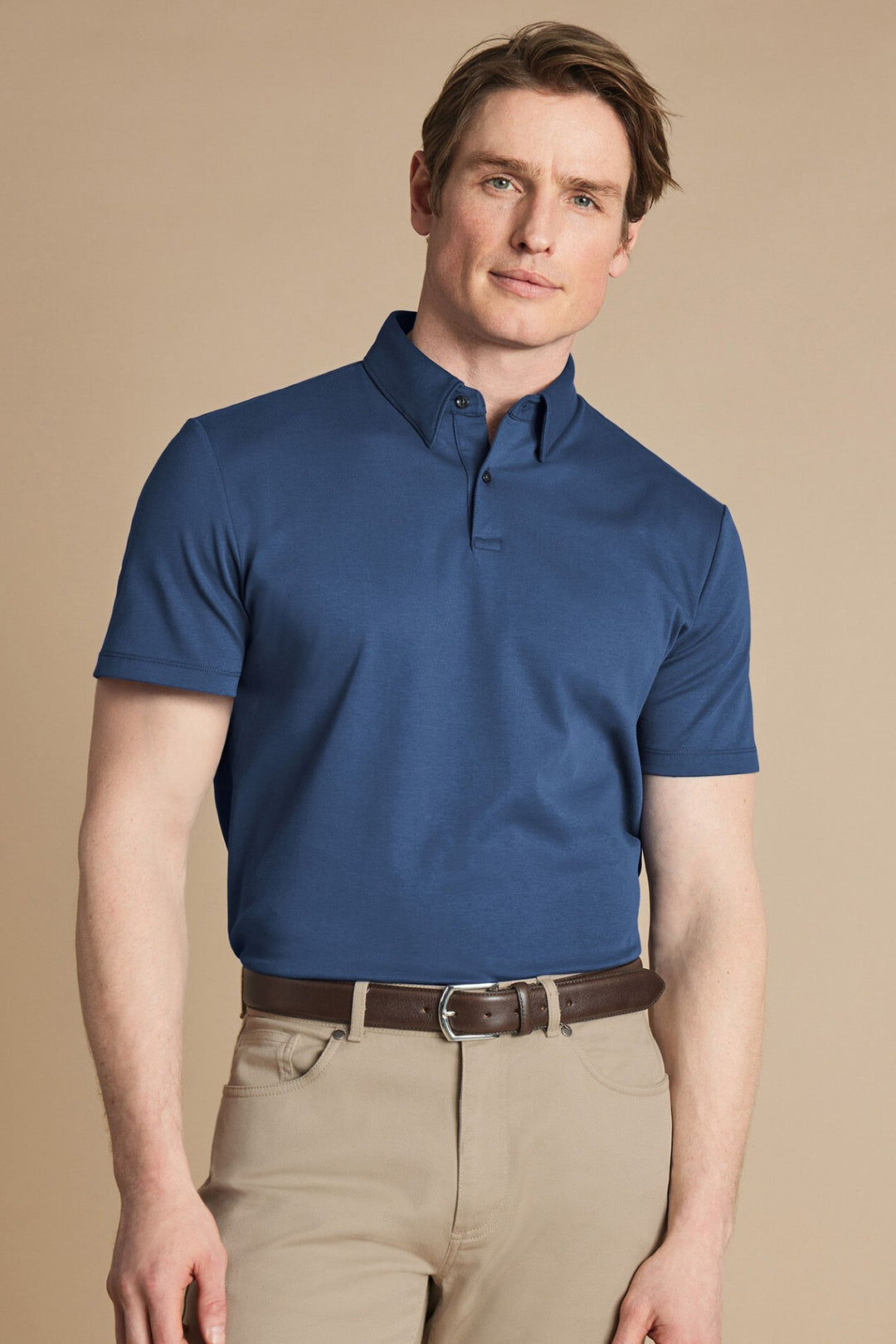 French Blue Plain Short Sleeve Jersey Polo