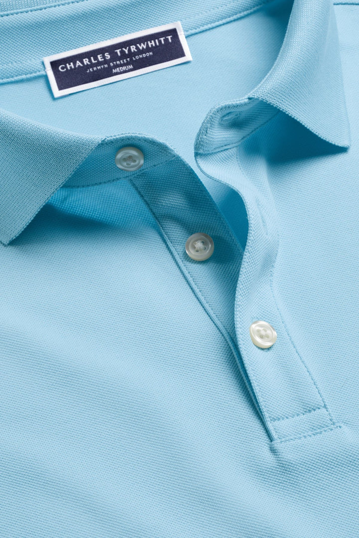 Light Blue Short Sleeve Cotton Pique Polo