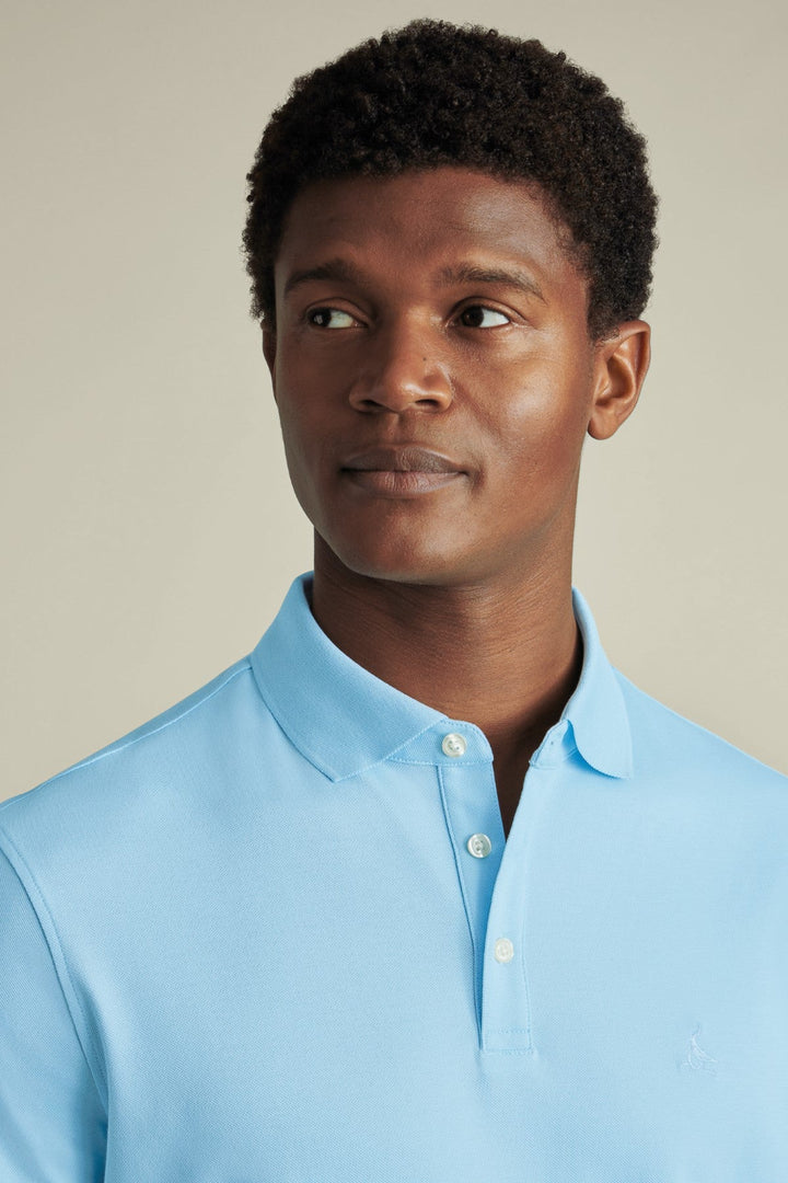 Light Blue Short Sleeve Cotton Pique Polo