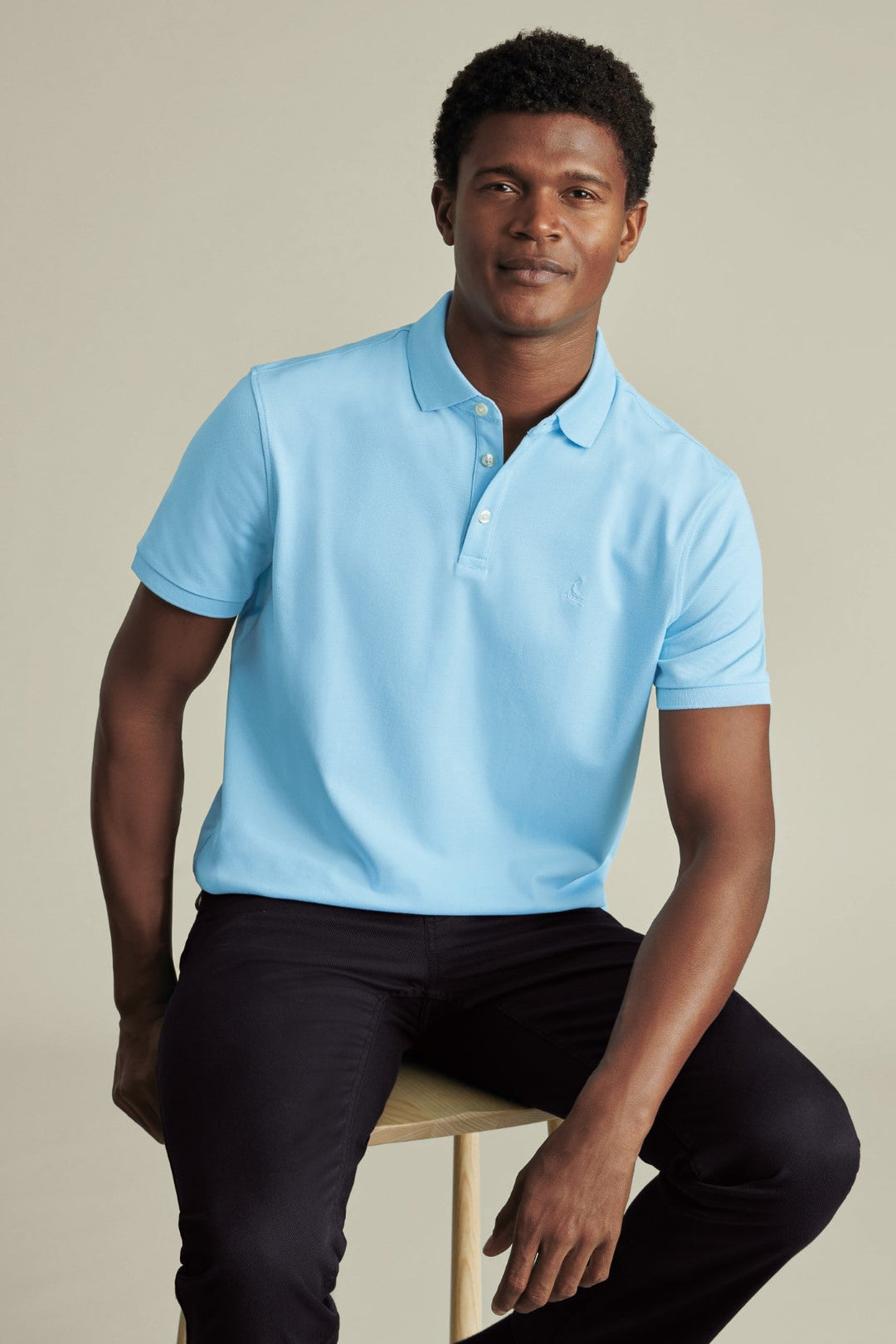 Light Blue Short Sleeve Cotton Pique Polo