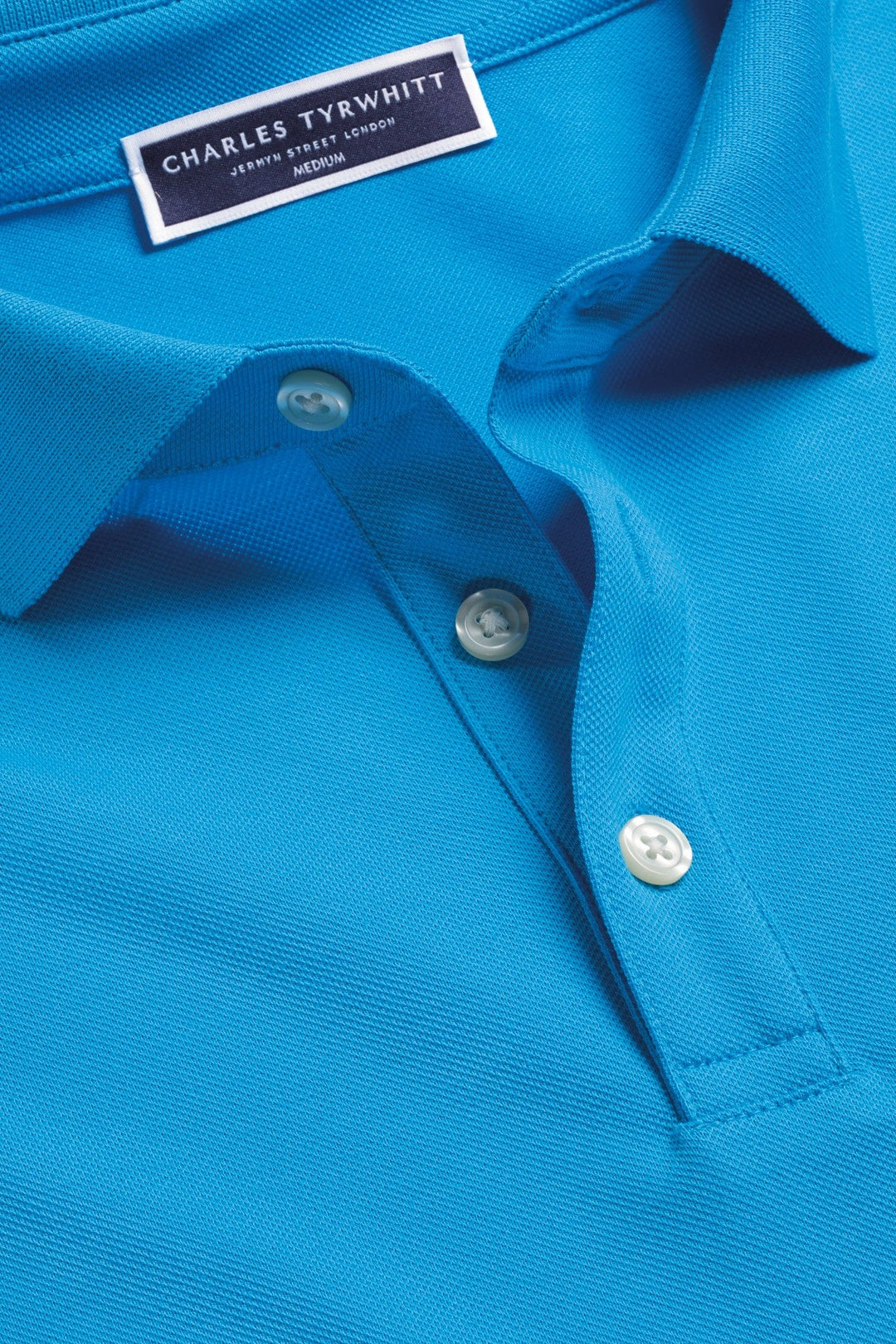 Turquoise Blue Short Sleeve Cotton Pique Polo