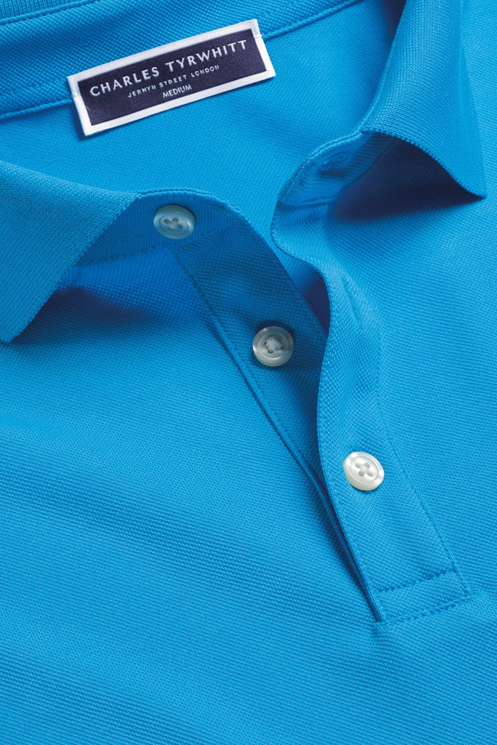 Turquoise Blue Short Sleeve Cotton Pique Polo
