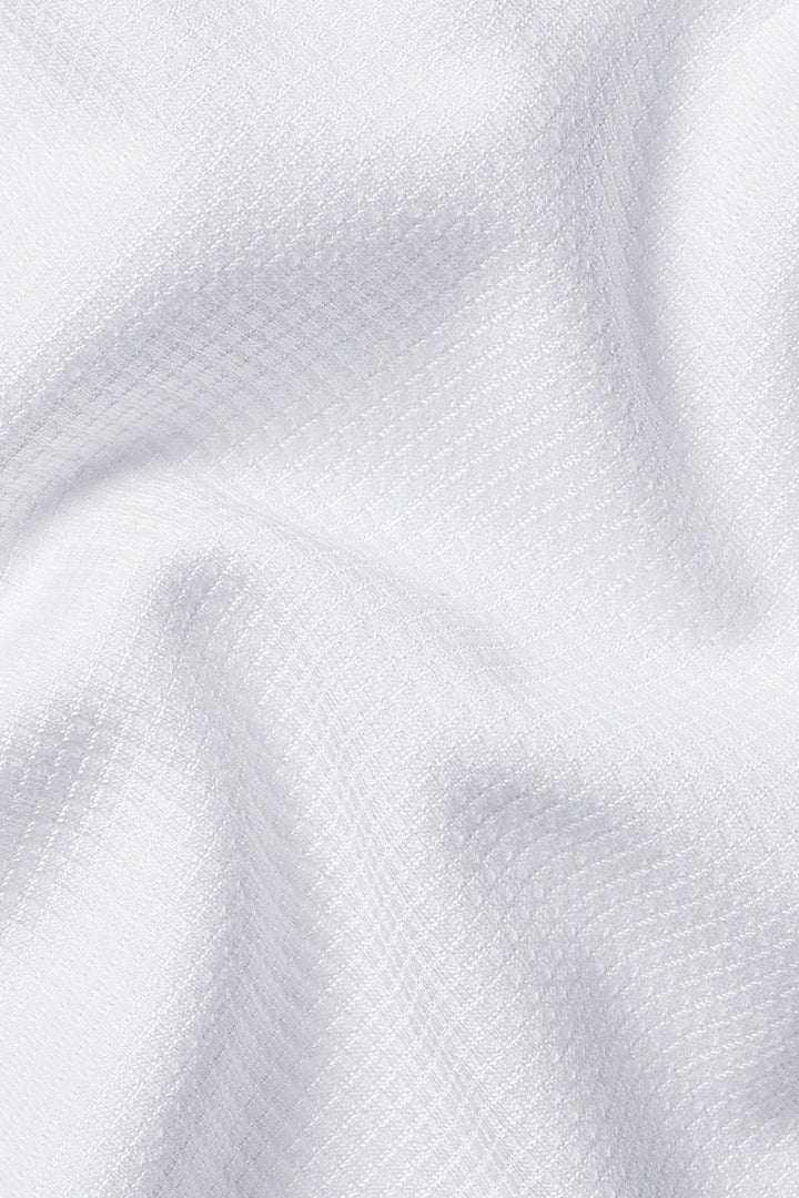 White Short Sleeve Textured Zip Performance Polo