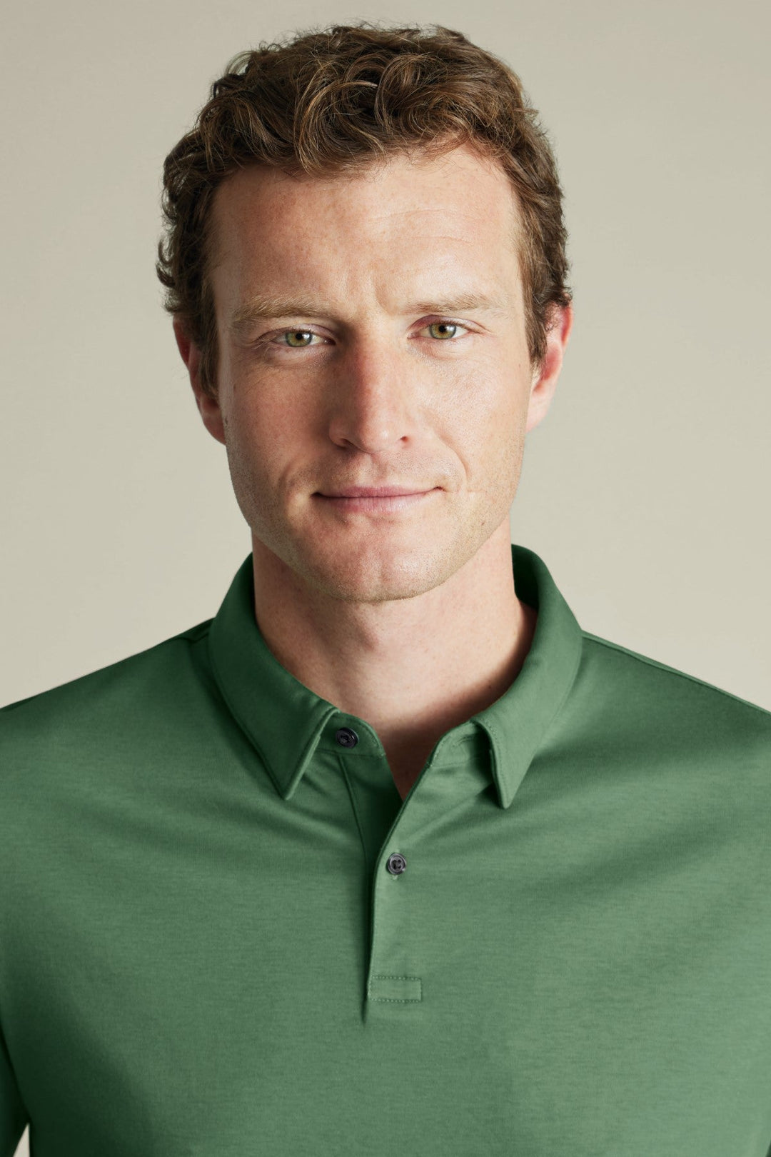 Green Plain Short Sleeve Jersey Polo