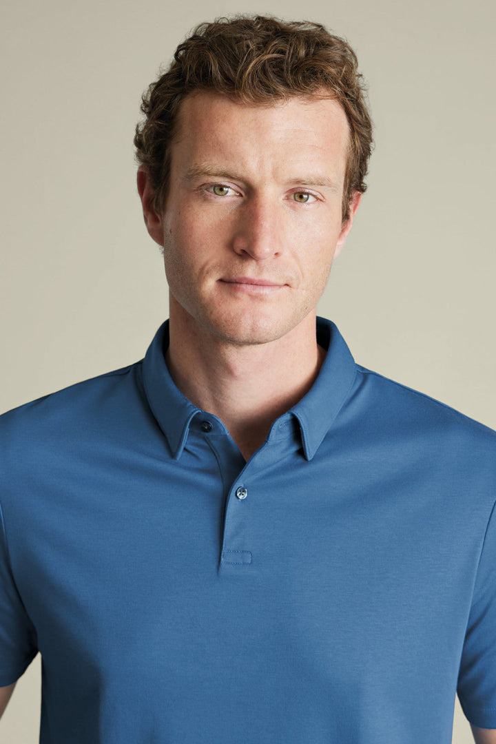 Ocean Blue Plain Short Sleeve Jersey Polo