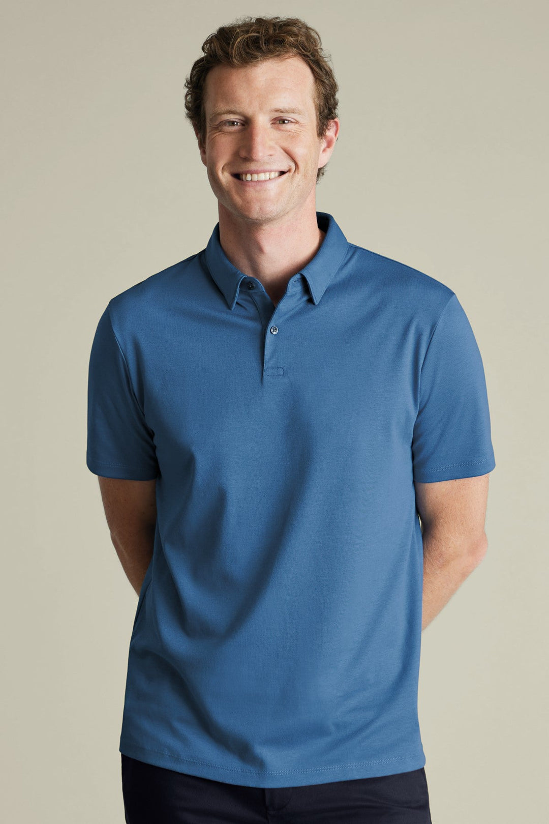 Ocean Blue Plain Short Sleeve Jersey Polo