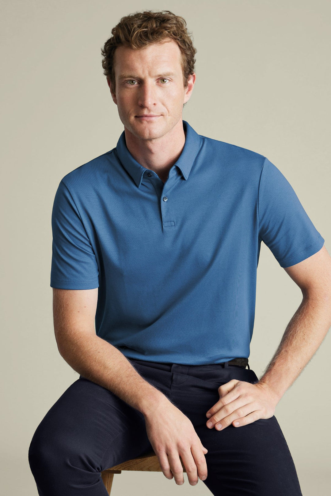 Ocean Blue Plain Short Sleeve Jersey Polo