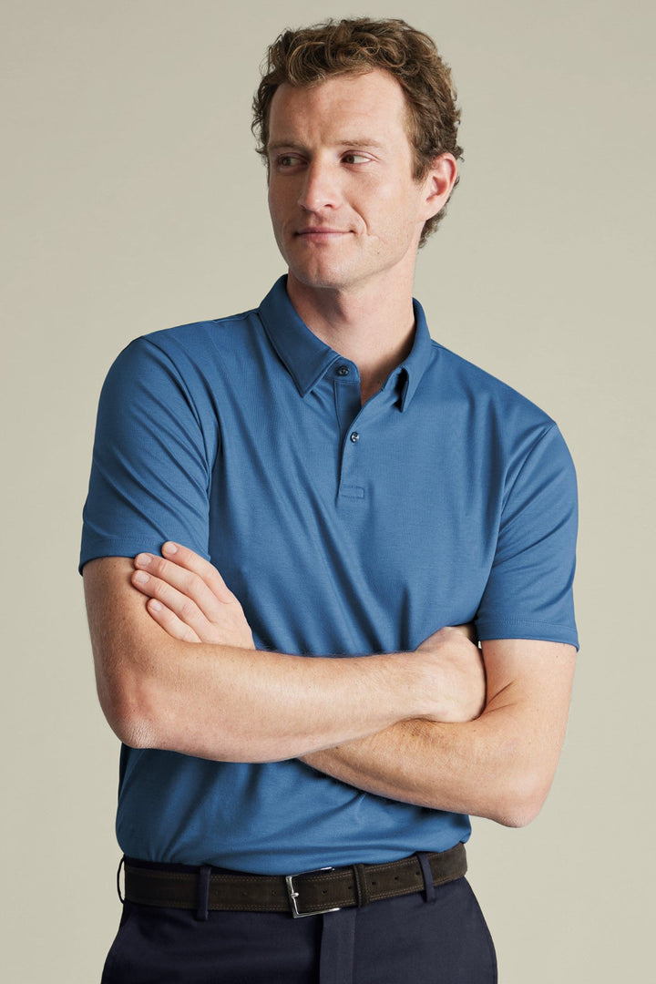 Ocean Blue Plain Short Sleeve Jersey Polo