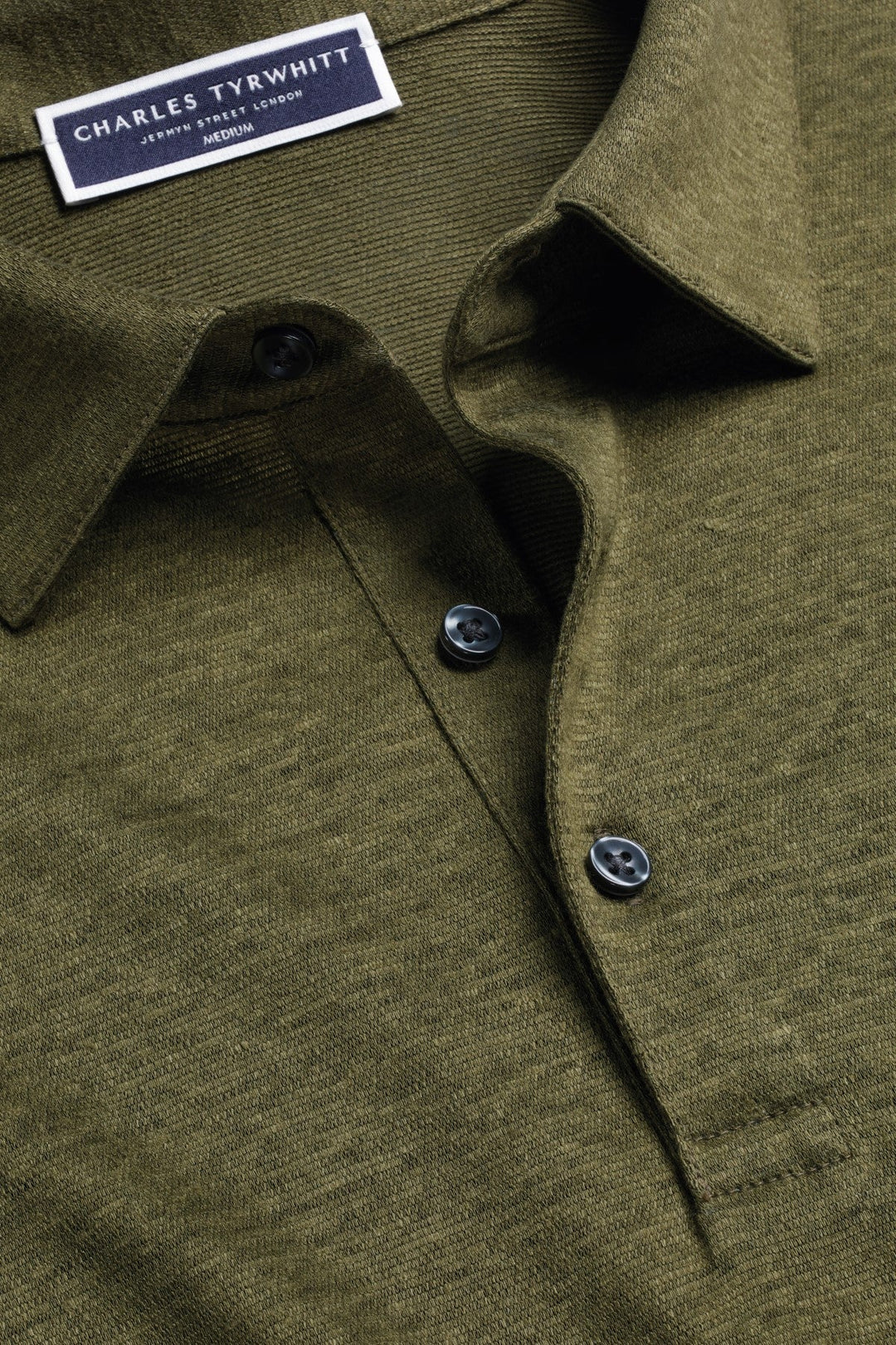 Olive Green Short Sleeve Linen Polo