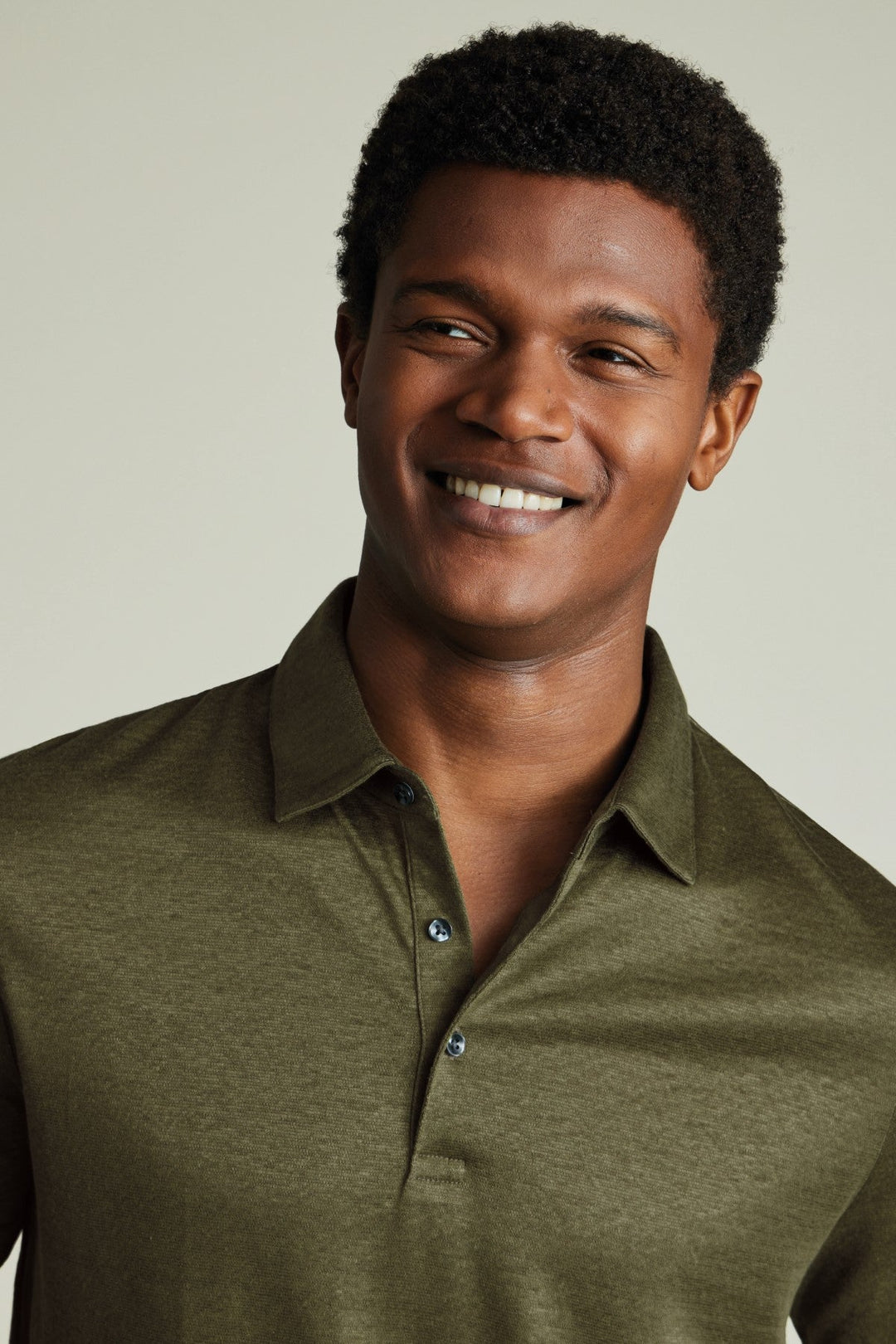 Olive Green Short Sleeve Linen Polo