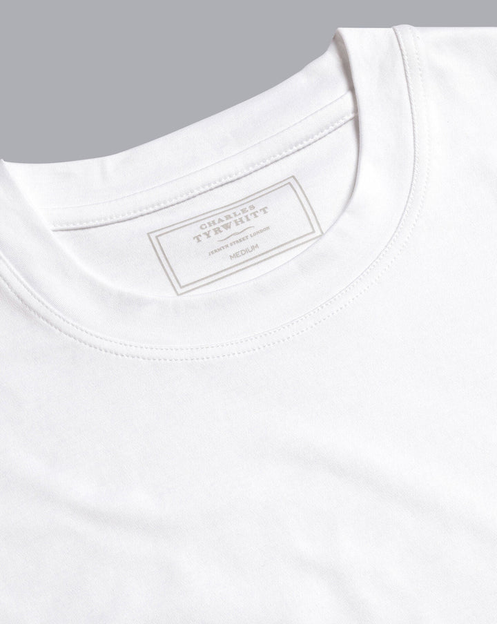 White Cotton Jersey Short Sleeve Tyrwhitt T