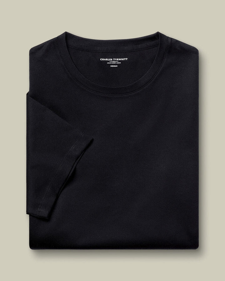 Black Cotton Short Sleeve T Shirt