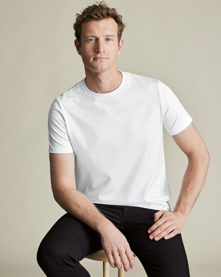 White Cotton Short Sleeve T Shirt