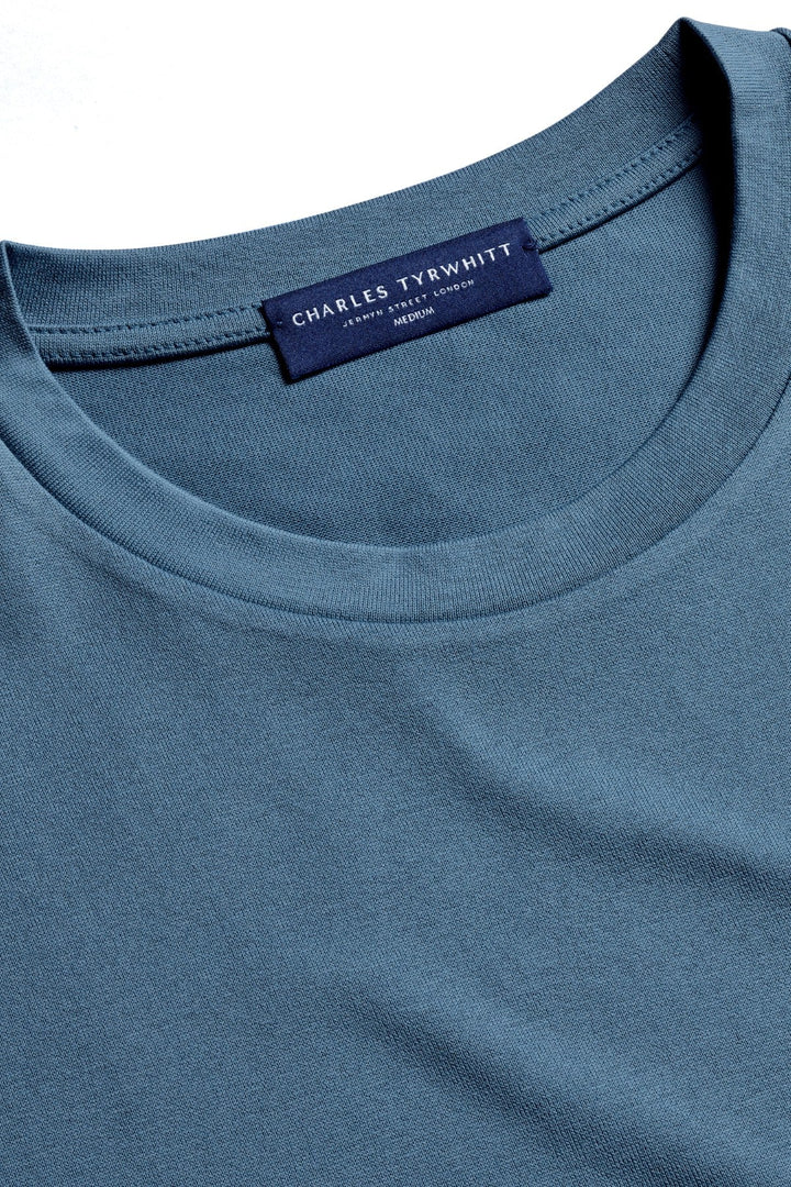 Airforce Blue Cotton Short Sleeve Tshirt