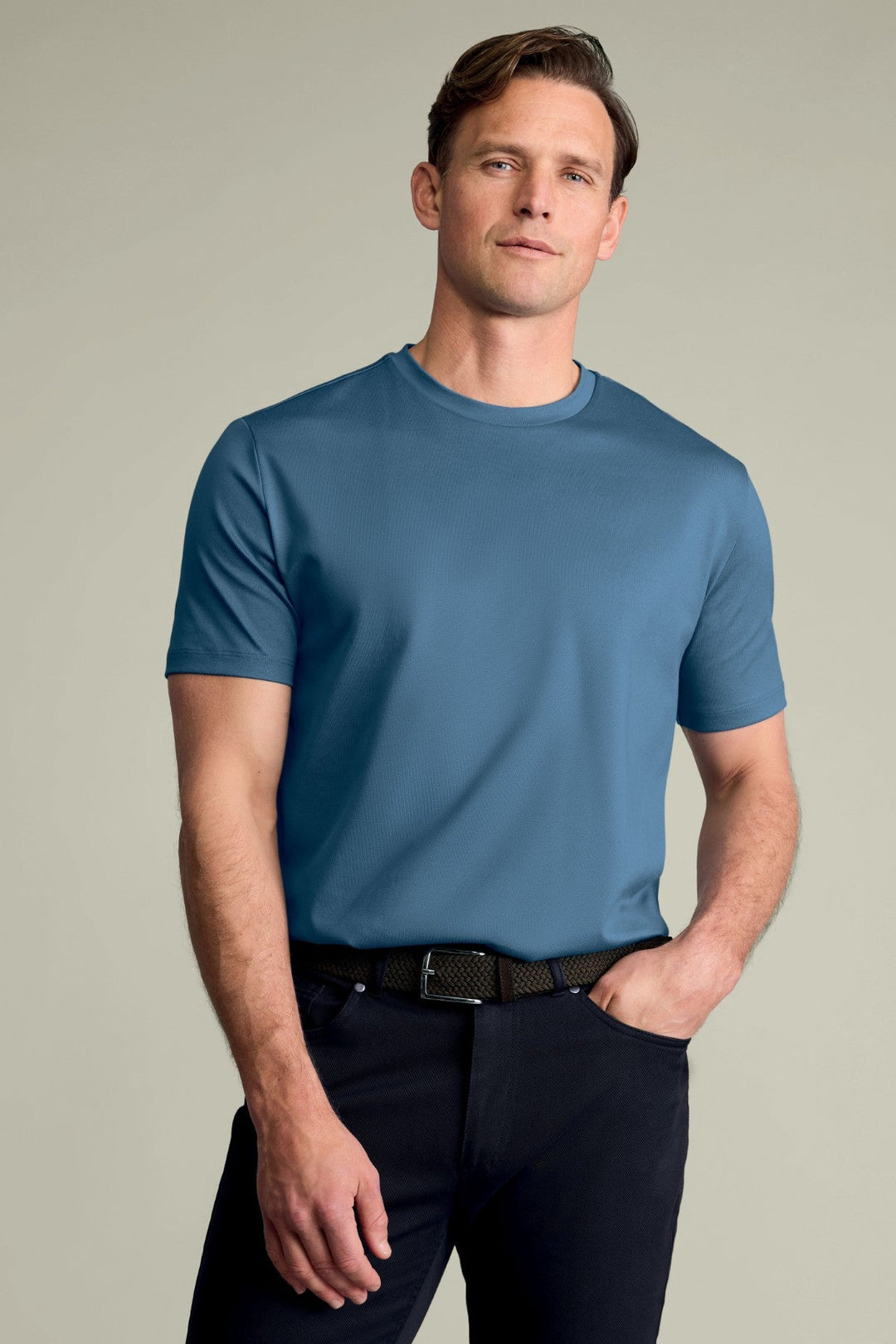 Airforce Blue Cotton Short Sleeve Tshirt