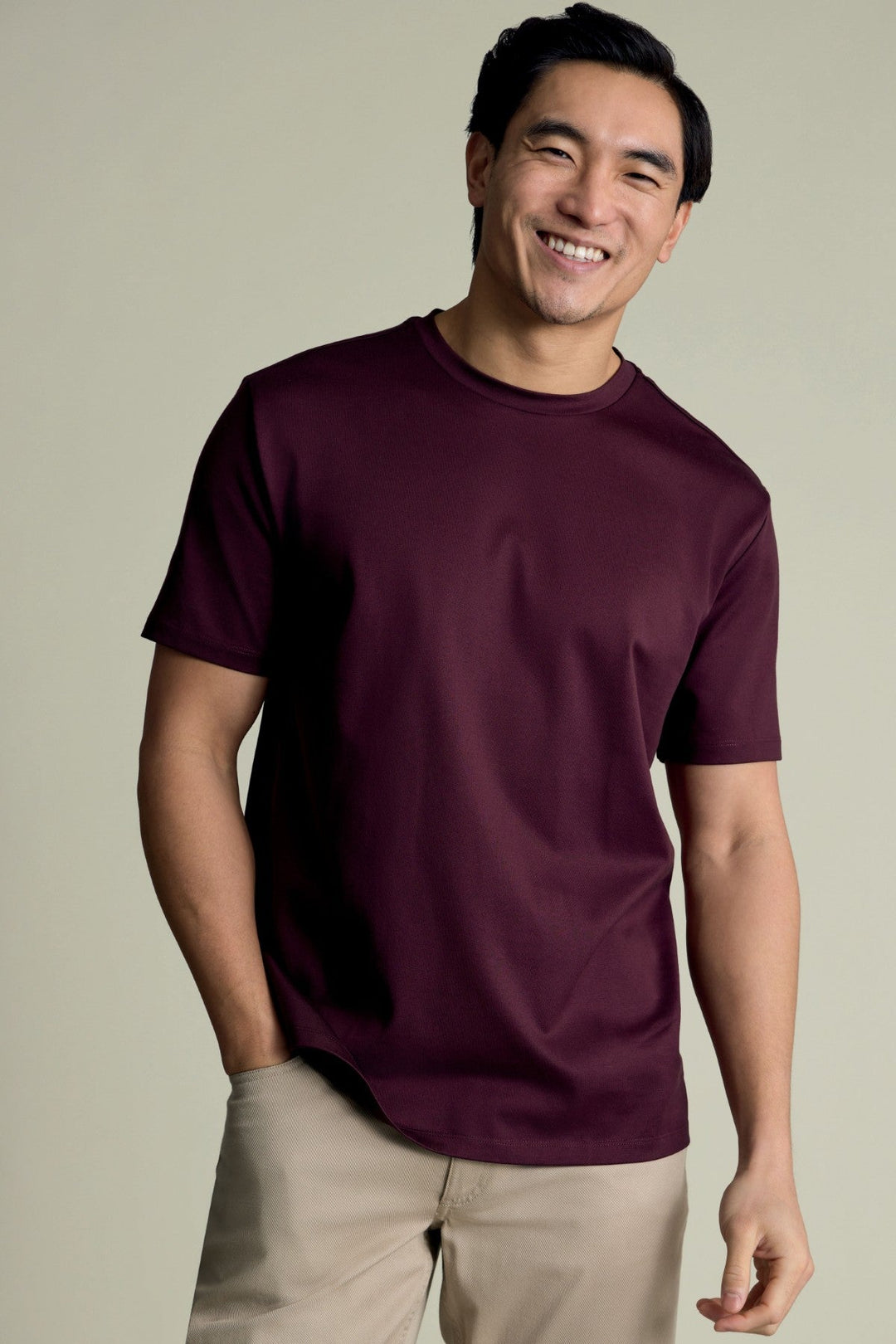 Burgundy Red Cotton Short Sleeve Tshirt