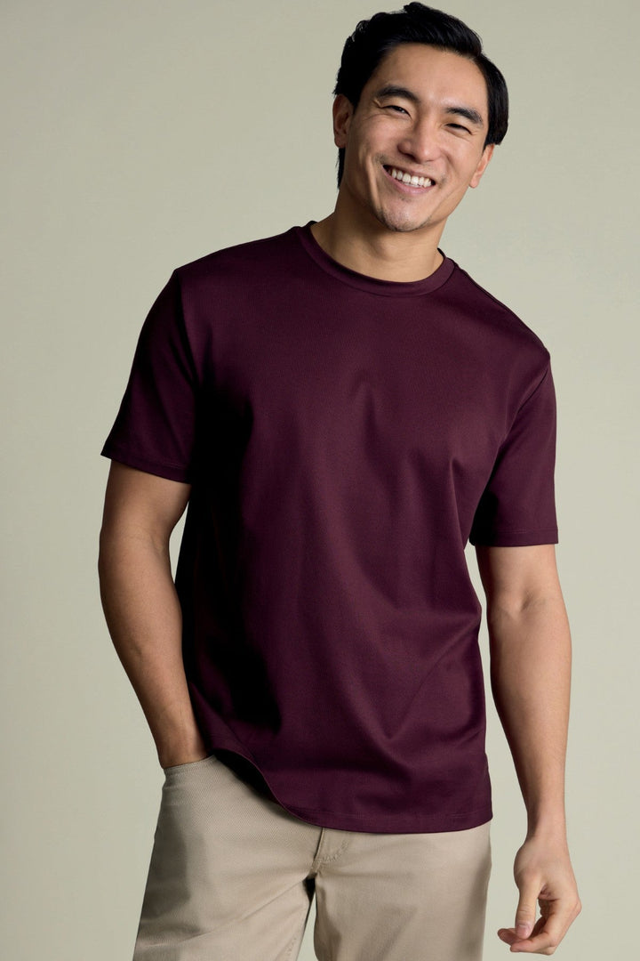 Burgundy Red Cotton Short Sleeve Tshirt