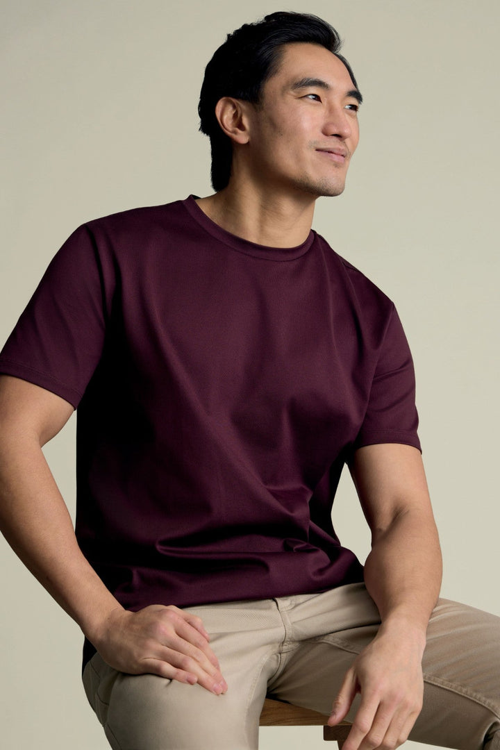 Burgundy Red Cotton Short Sleeve Tshirt