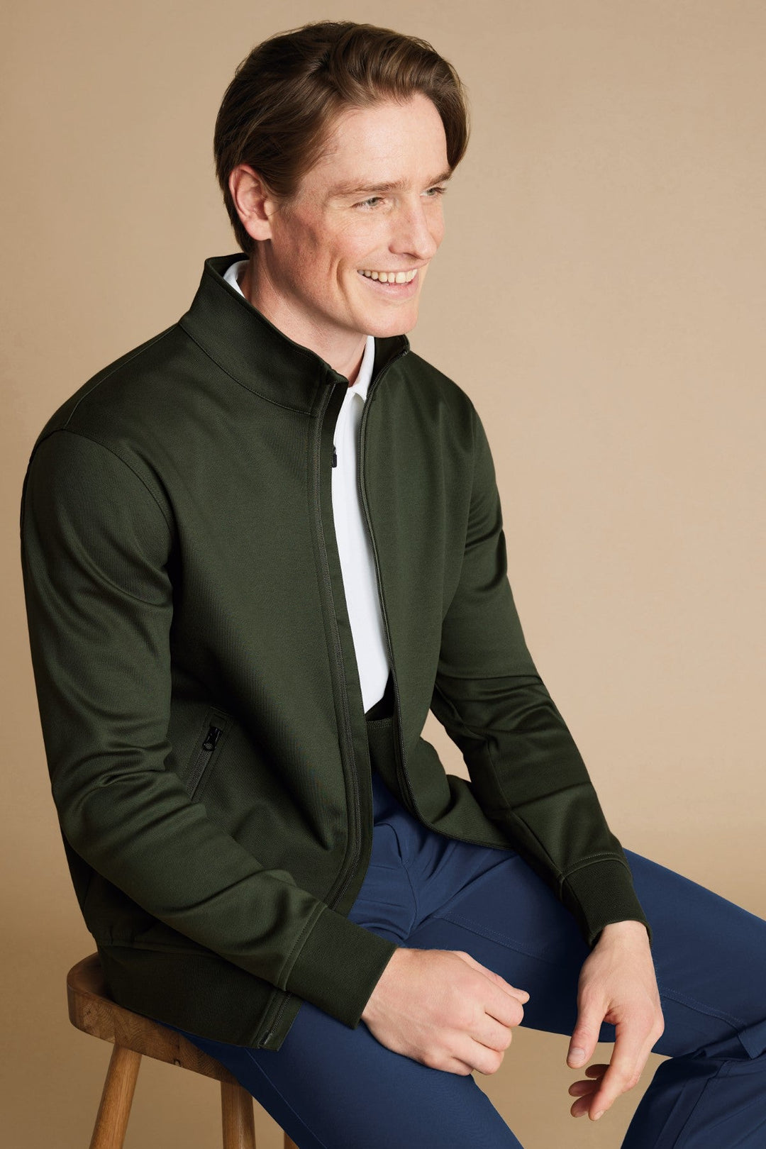 Olive Performance Long Sleeve Funnel Neck Jacket