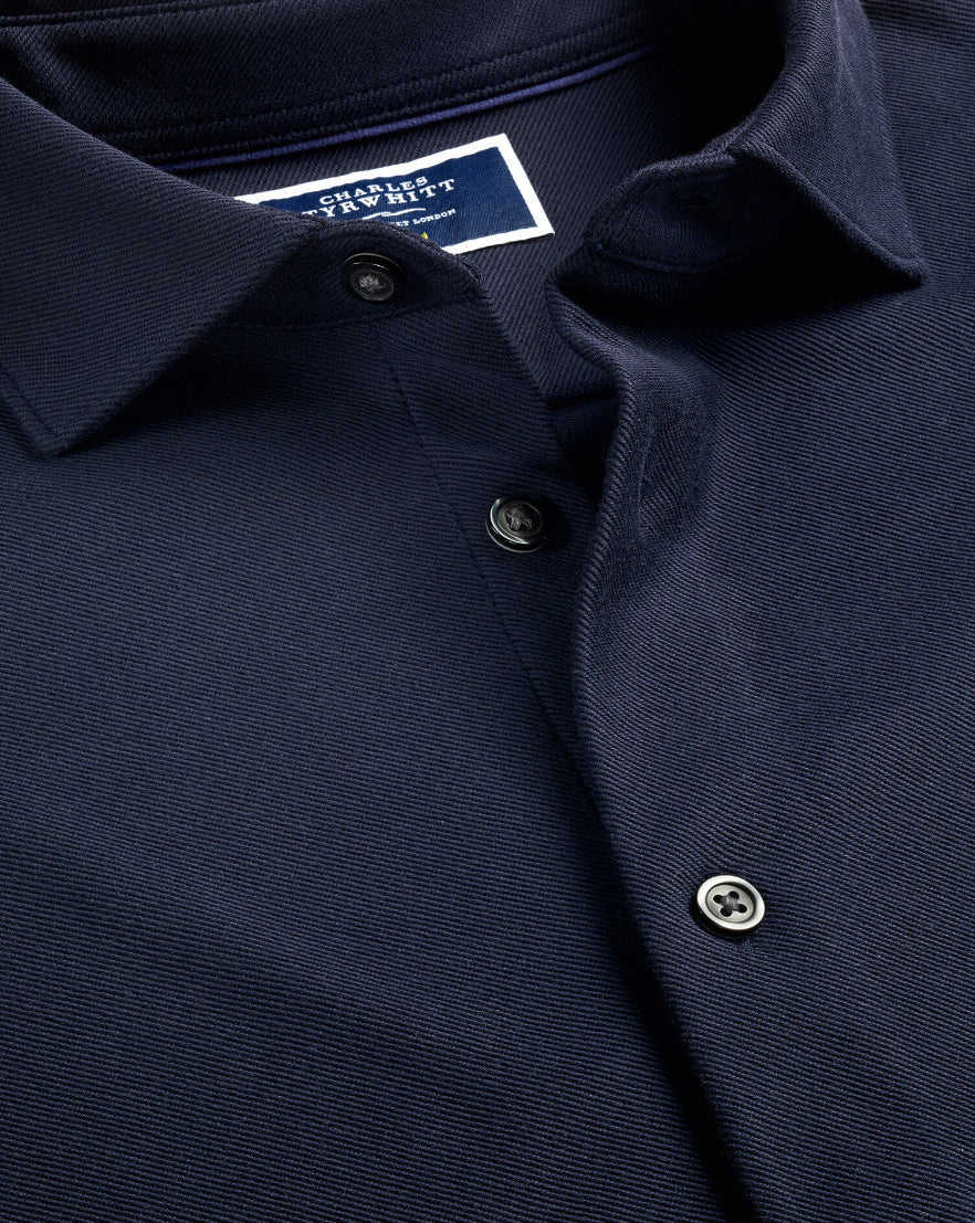 Dark Navy Twill Long Sleeve Jersey Shirt