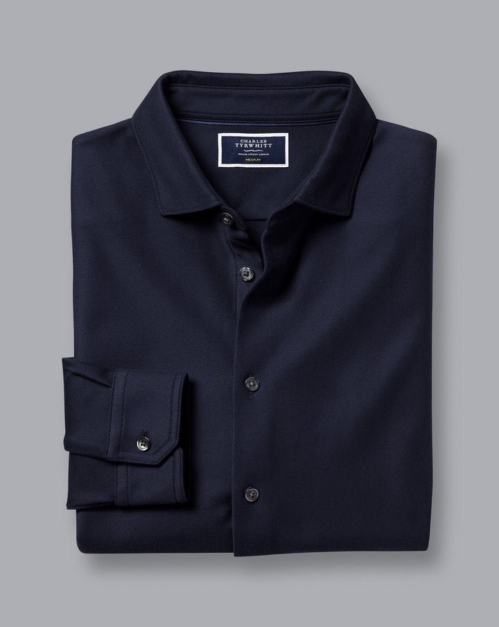 Dark Navy Twill Long Sleeve Jersey Shirt