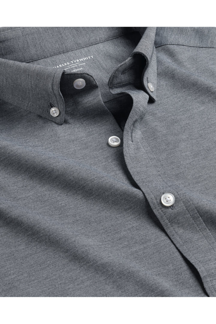 Flint Grey Four-Way Stretch Button Down Jersey Shirt