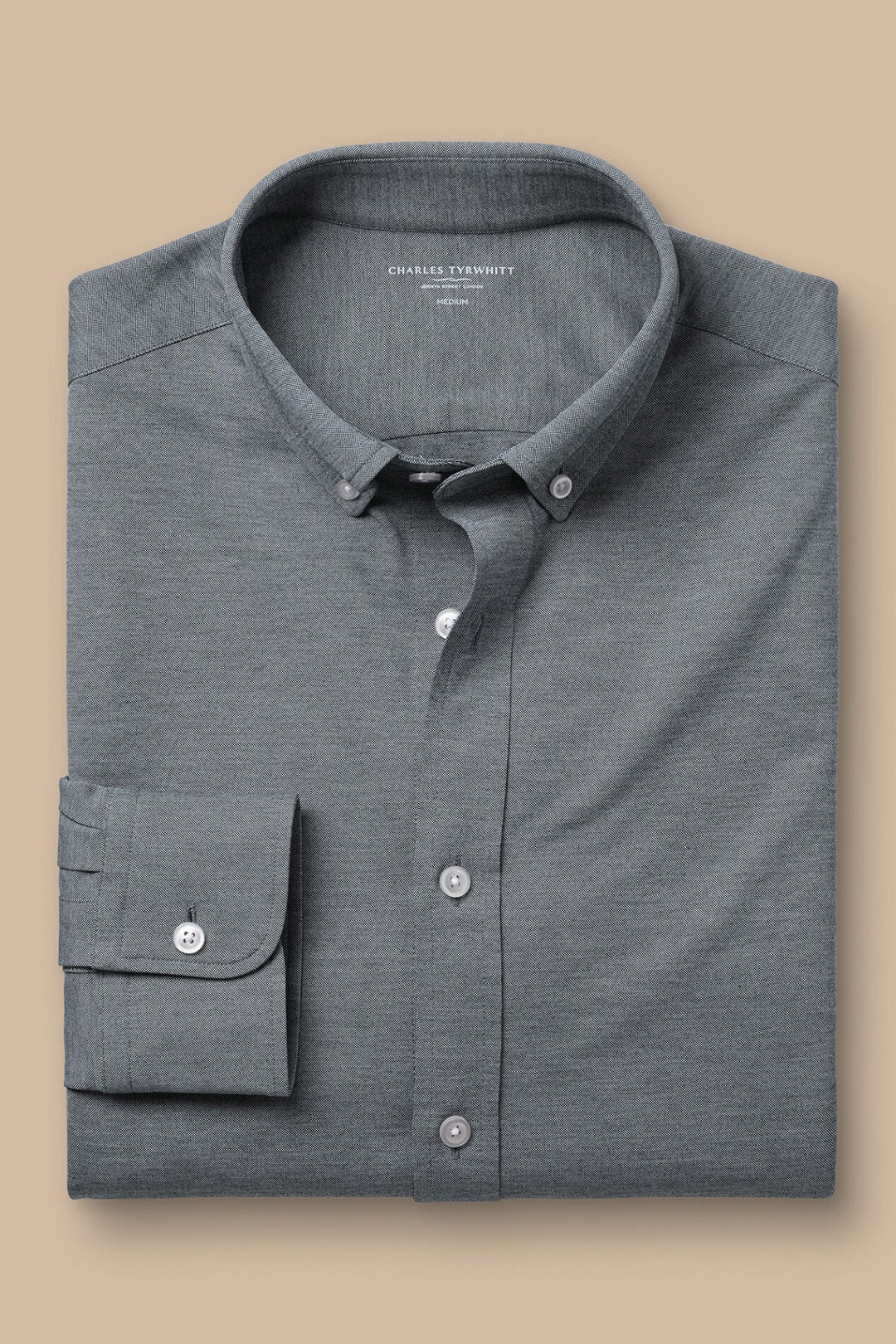 Flint Grey Four-Way Stretch Button Down Jersey Shirt