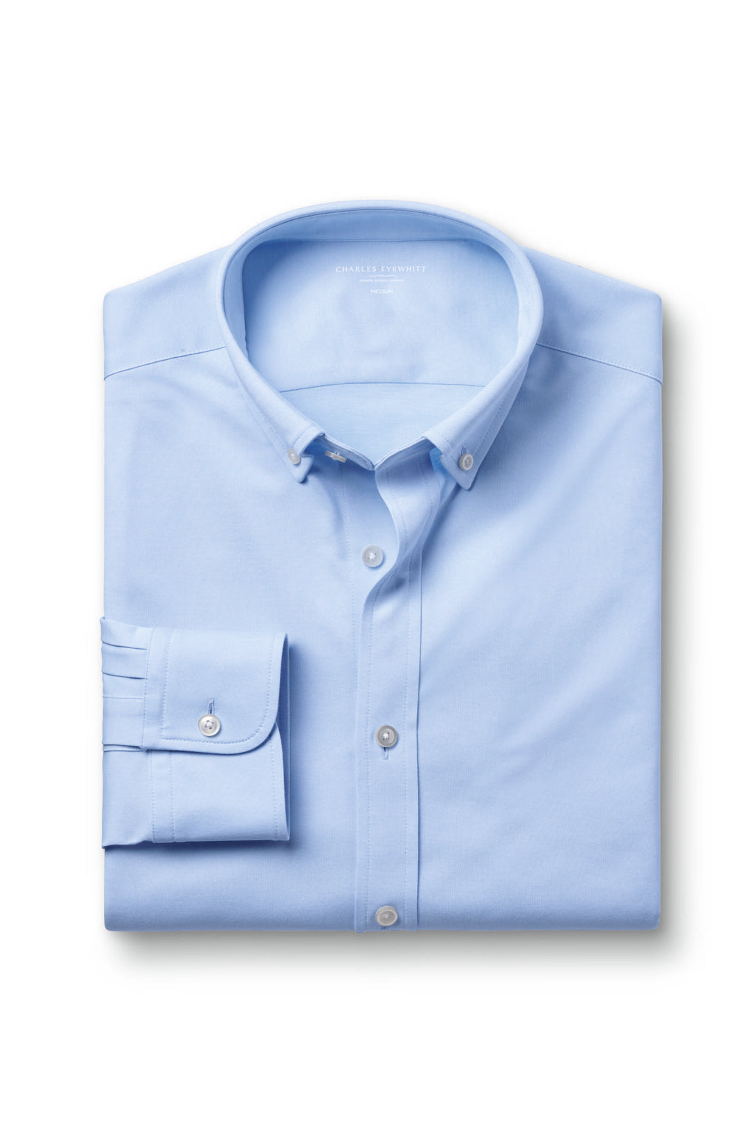 Sky Blue Four-Way Stretch Button Down Jersey Shirt