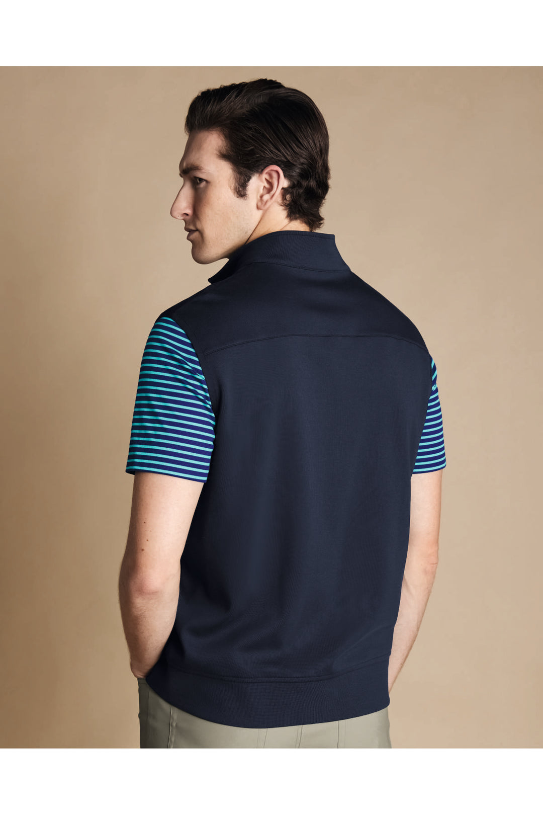 Navy Blue Performance Sleeveless Funnel Neck Gilet