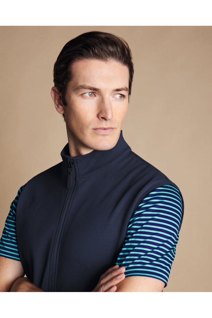 Navy Blue Performance Sleeveless Funnel Neck Gilet