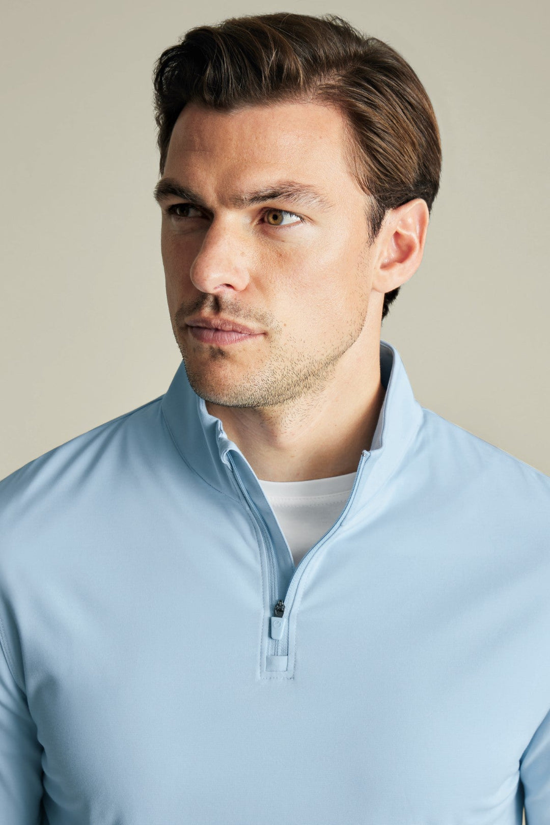 Light Blue Performance Zip Neck