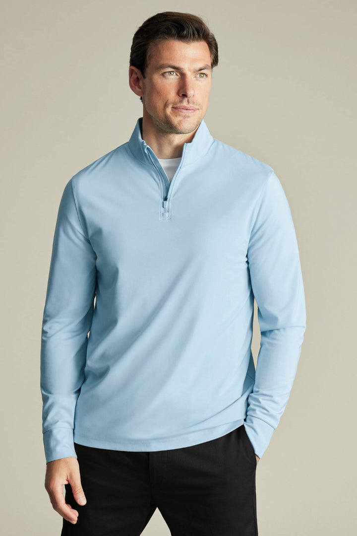 Light Blue Performance Zip Neck