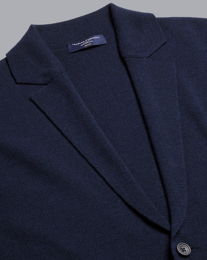 Navy Blue Pure Merino Sb Button Blazer