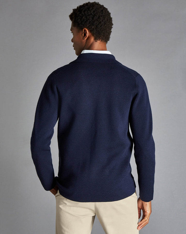 Navy Blue Pure Merino Sb Button Blazer