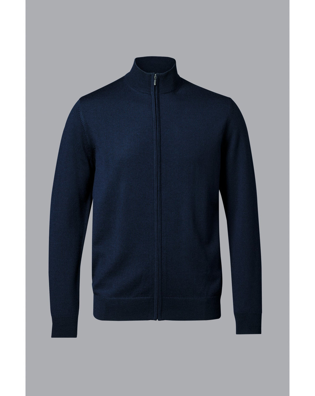 Navy Pure Merino Full Zip Through Cardigan