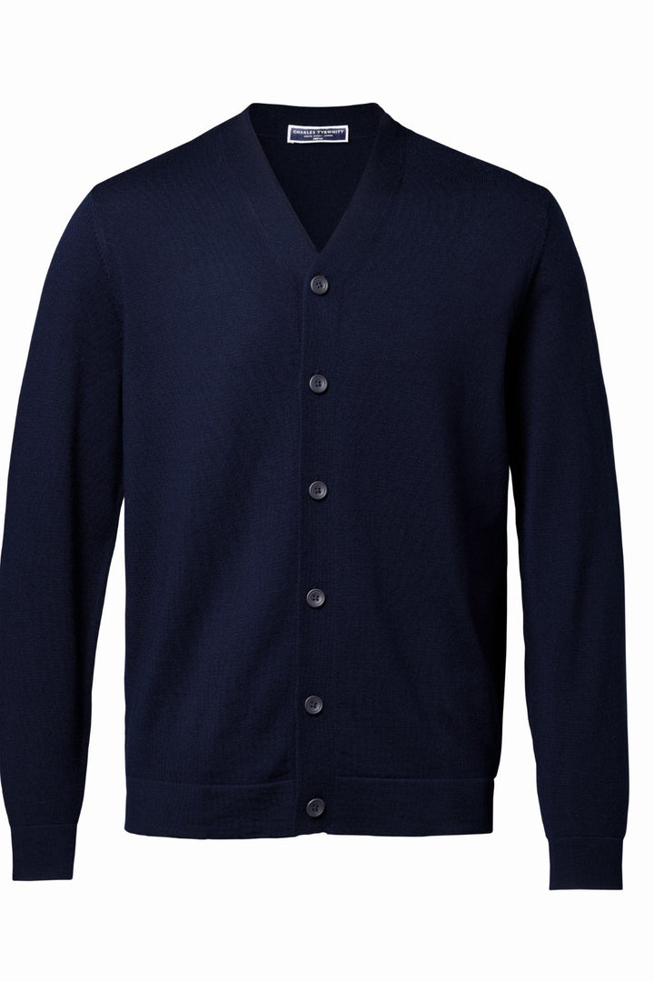 Navy Blue Pure Merino Cardigan