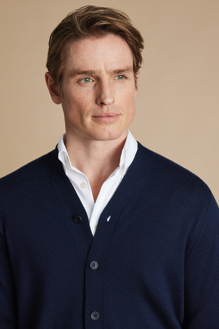Navy Blue Pure Merino Cardigan