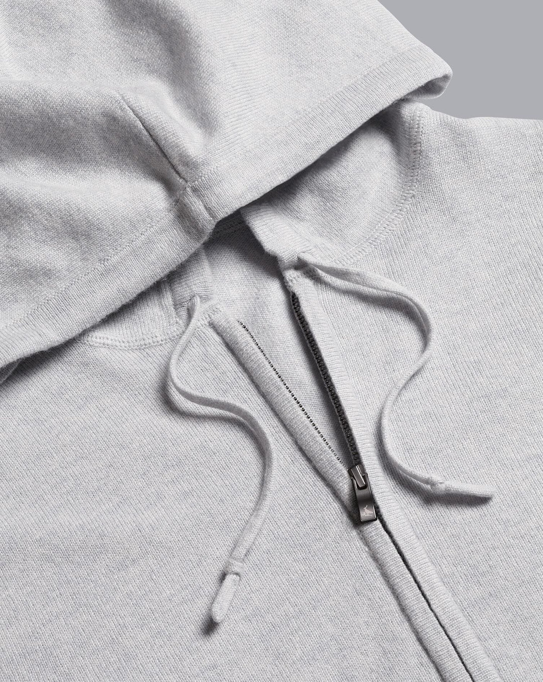 Silver Grey Merino/Cashmere Hooded Zip Through