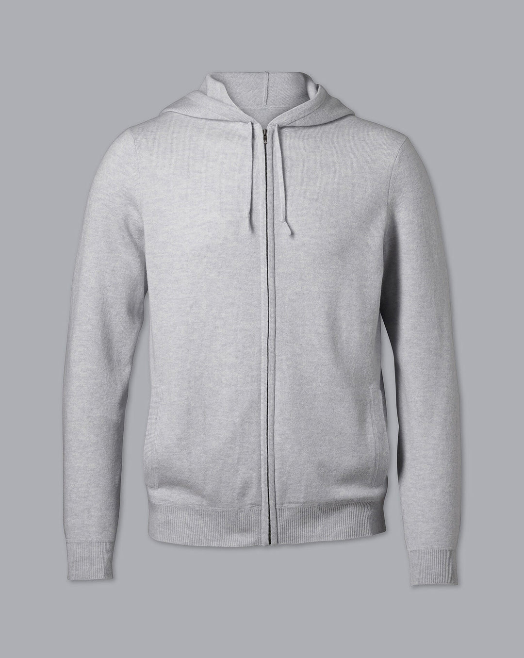 Silver Grey Merino/Cashmere Hooded Zip Through