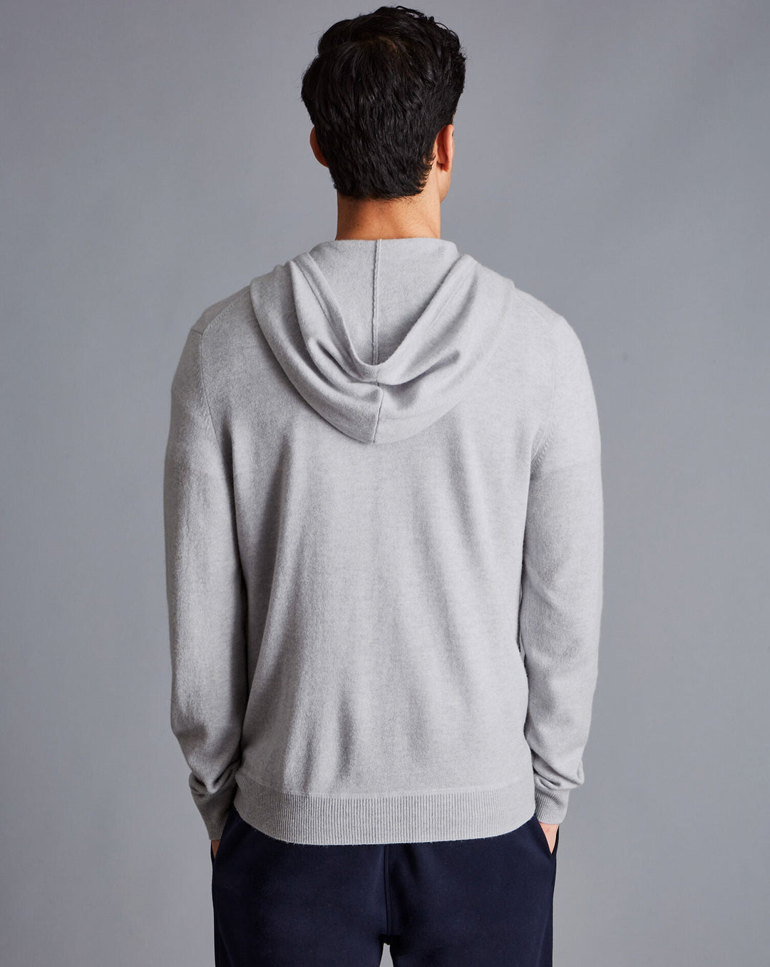 Silver Grey Merino/Cashmere Hooded Zip Through